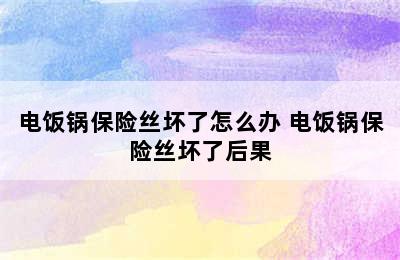 电饭锅保险丝坏了怎么办 电饭锅保险丝坏了后果